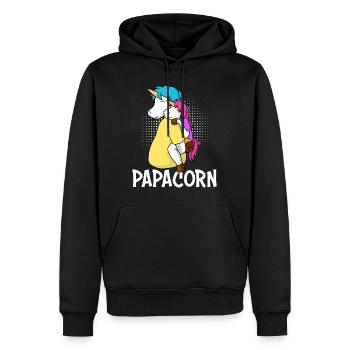 Papacorn Père Licorne Fille Papa - Sweat à capuche Premium bio Homme - noir - Devant - Nico (187cm)