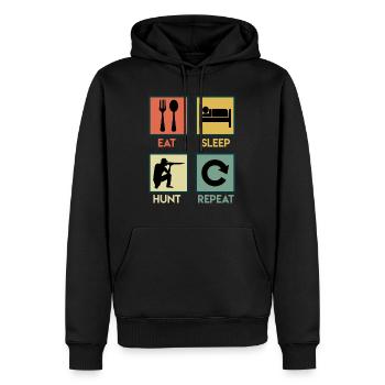Eat Sleep Hunt Repeat Jäger Jagd - Männer Premium Bio Hoodie - Schwarz - Vorne - Nico (187cm)
