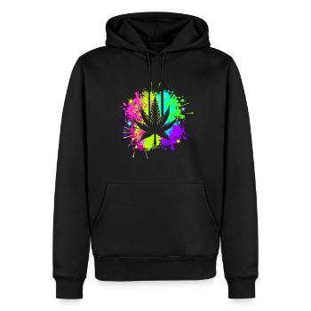 7 leafy cannabis leaf - Men’s Premium Organic Hoodie - black - Front - Nico (187cm)