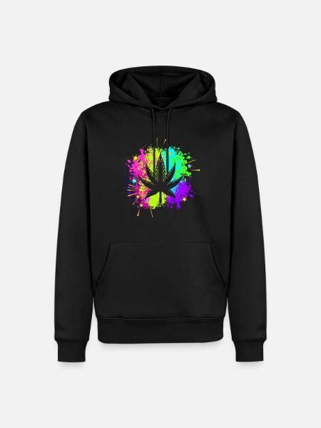 7 leafy cannabis leaf - Men’s Premium Organic Hoodie - black