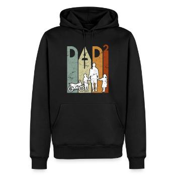 Zweifacher Papa Motorrad Vater Papa 2 Kinder - Männer Premium Bio Hoodie - Schwarz - Vorne - Nico (187cm)