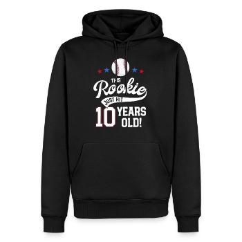 Baseball-Geburtstagsfeier Dieser Rookie hat gerade 10 getroffen - Männer Premium Bio Hoodie - Schwarz - Vorne - Nico (187cm)