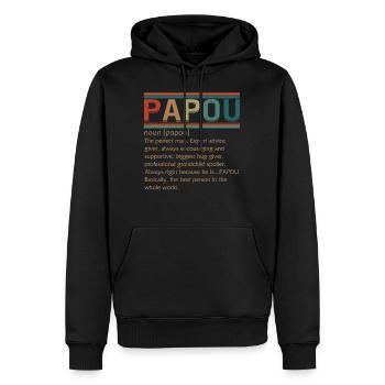 Papou Noun Shirt, Papou Definition Tee, Meilleur - Sweat à capuche Premium bio Homme - noir - Devant - Nico (187cm)