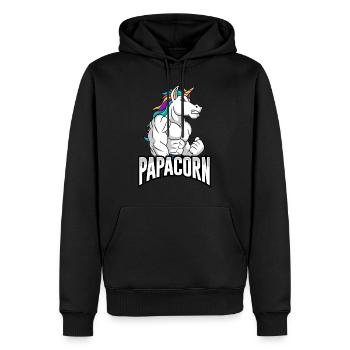 Papacorn Licorne Père-à-être Papa - Sweat à capuche Premium bio Homme - noir - Devant - Nico (187cm)