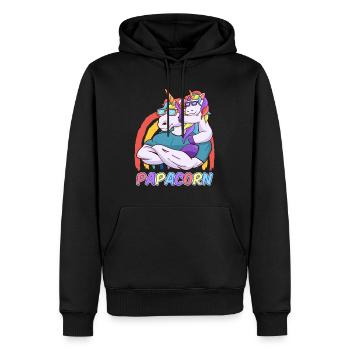 Papa Tochter Papacorn Vater Tochter Herren - Männer Premium Bio Hoodie - Schwarz - Vorne - Nico (187cm)