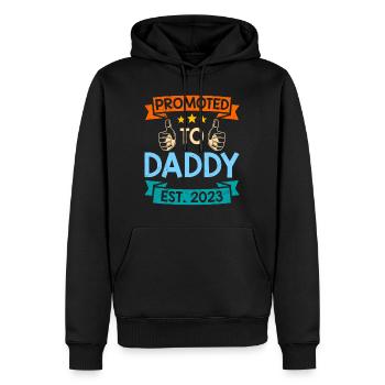 Promu papa 2023 expectant papa 2023 - Sweat à capuche Premium bio Homme - noir - Devant - Nico (187cm)