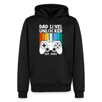 Dad Level unlocked werdender Vater 2023 - Männer Premium Bio Hoodie - Schwarz - Vorne - Nico (187cm)