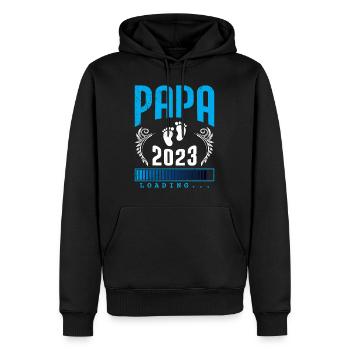 Papa 2023 loading werdender Papa 2023 - Männer Premium Bio Hoodie - Schwarz - Vorne - Nico (187cm)
