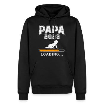 Papa 2023 loading werdender Papa 2023 Vater 2023 - Männer Premium Bio Hoodie - Schwarz - Vorne - Nico (187cm)