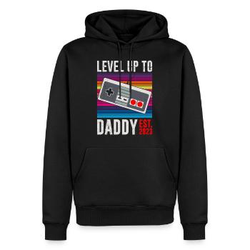 Niveau jusqu’à Papa 2023 Papa-à-être - Sweat à capuche Premium bio Homme - noir - Devant - Nico (187cm)