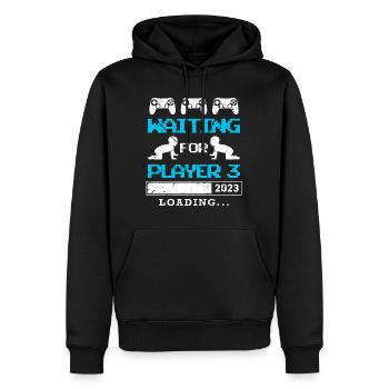 Waiting for Player 3 Werdender Vater Baby Geburt - Männer Premium Bio Hoodie - Schwarz - Vorne - Nico (187cm)