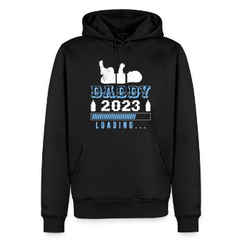 Papa 2023 Chargement Papa-à-être 2023 - Sweat à capuche Premium bio Homme - noir - Devant - Nico (187cm)