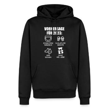 Werdende Eltern Vorhersage für 2023 Werdender Papa - Männer Premium Bio Hoodie - Schwarz - Vorne - Nico (187cm)
