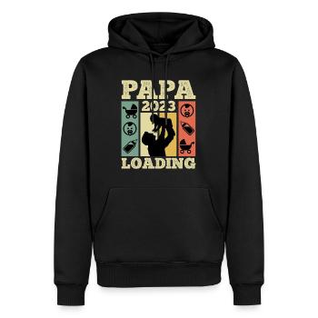Papa 2023 loading werdender Papa 2023 - Männer Premium Bio Hoodie - Schwarz - Vorne - Nico (187cm)