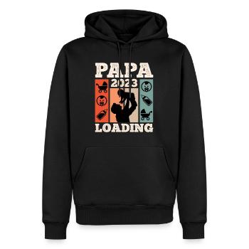 Papa 2023 loading werdender Papa 2023 - Männer Premium Bio Hoodie - Schwarz - Vorne - Nico (187cm)