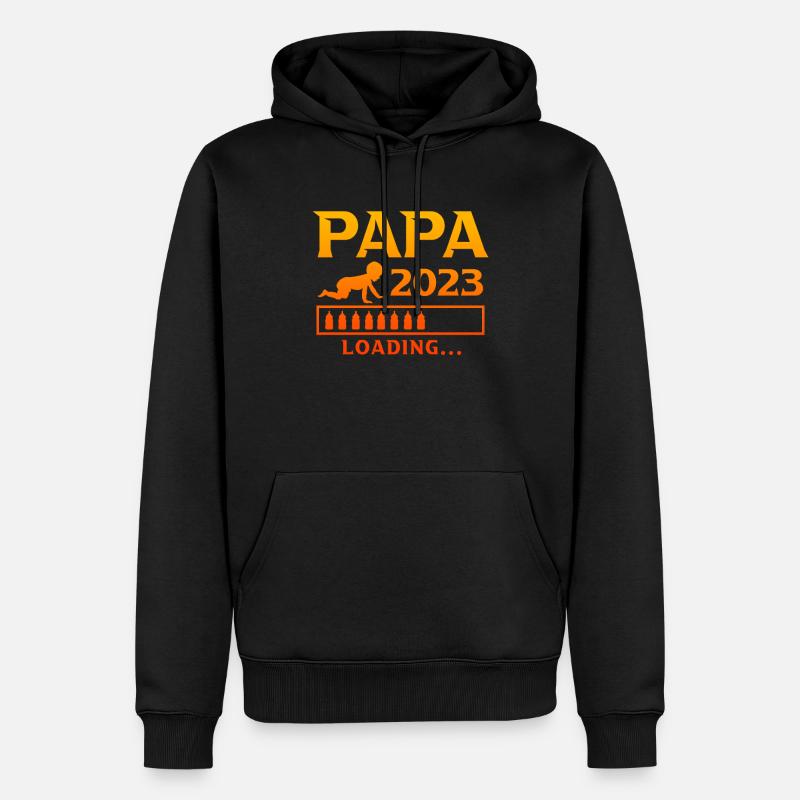 Papa 2023 laoding werdender Papa - Männer Premium Bio Hoodie - Schwarz