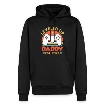 Papa 2023 nivelé à papa 2023 Papa - Sweat à capuche Premium bio Homme - noir - Devant - Nico (187cm)