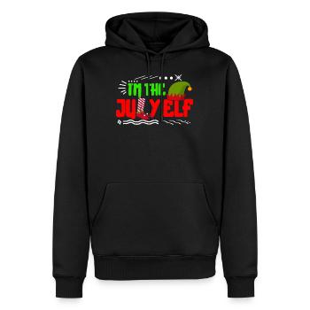 Chemise de Noël en juillet, je suis l’elfe de juillet mignon - Sweat à capuche Premium bio Homme - noir - Devant - Nico (187cm)