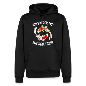 Ich bin der Typ mit dem Teich Koi Teich Koi - Männer Premium Bio Hoodie - Schwarz - Vorne - Nico (187cm)