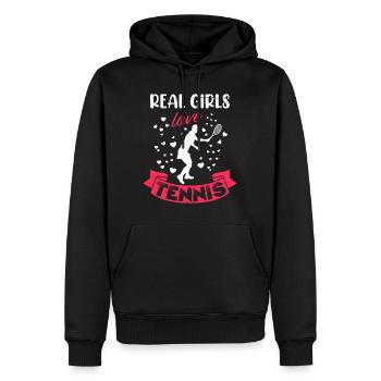 Les vraies filles adorent les femmes de tennis - Sweat à capuche Premium bio Homme - noir - Devant - Nico (187cm)