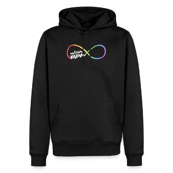 Sensibilisation à l’autisme familial Maman Rainbow Infinity - Sweat à capuche Premium bio Homme - noir - Devant - Nico (187cm)