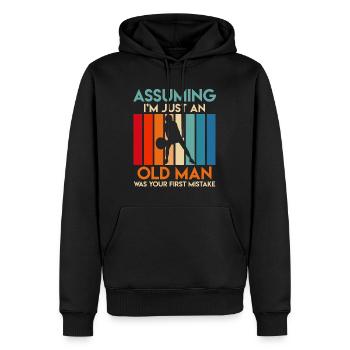Tennis Grand-père Tennis Retraité vieil homme Tennis - Sweat à capuche Premium bio Homme - noir - Devant - Nico (187cm)