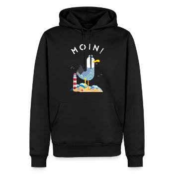 Moin Möwe Capitaine Allemagne du Nord Bas-Allemand - Sweat à capuche Premium bio Homme - noir - Devant - Nico (187cm)