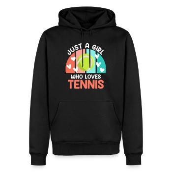 Juste une fille qui aime le tennis - Sweat à capuche Premium bio Homme - noir - Devant - Nico (187cm)