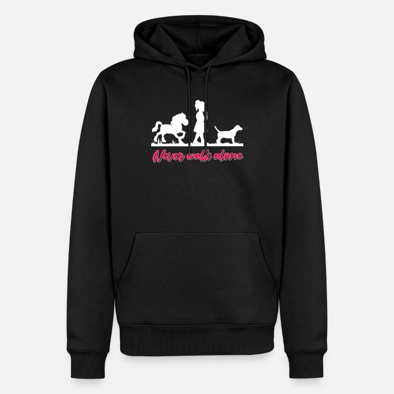 Cheval Chien Cavalier Chevaux Fille - Sweat à capuche Premium bio Homme - noir