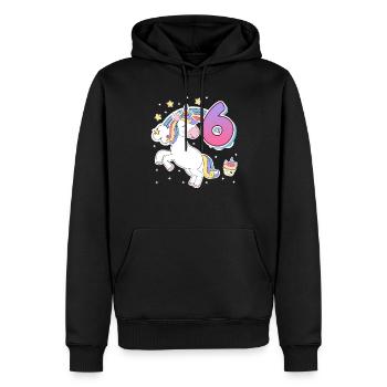Endlich 6 Jahre 6. Geburtstag Pferde Mädchen - Männer Premium Bio Hoodie - Schwarz - Vorne - Nico (187cm)