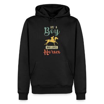 Just a Boy who loves Horses Reiter - Männer Premium Bio Hoodie - Schwarz - Vorne - Nico (187cm)