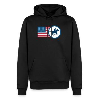 USA Equestrian Horseback Riding USA Rider - Men’s Premium Organic Hoodie - black - Front - Nico (187cm)