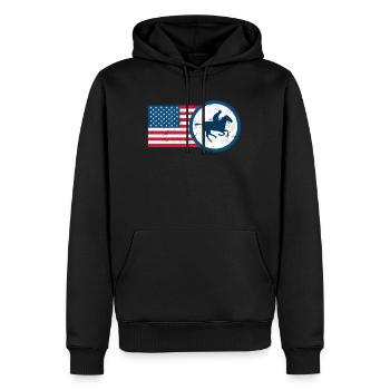 USA Equestrian Horseback Riding USA Rider - Men’s Premium Organic Hoodie - black - Front - Nico (187cm)