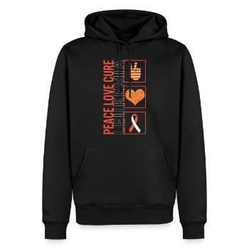 Peace Love Cure Leucémie T Shirt - Sweat à capuche Premium bio Homme - noir - Devant - Nico (187cm)