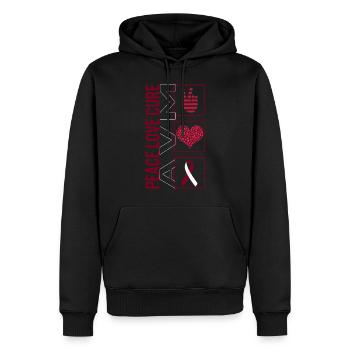 Peace Love Cure AVM T Shirt - Sweat à capuche Premium bio Homme - noir - Devant - Nico (187cm)