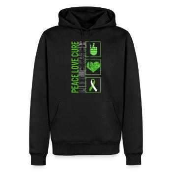 Peace Love Cure Bile Duct Cancer T Shirt - Men’s Premium Organic Hoodie - black - Front - Nico (187cm)