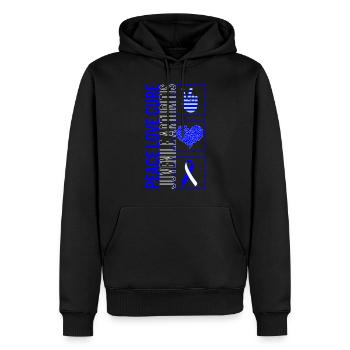 Peace Love Cure T Shirt Contre l’arthrite juvénile - Sweat à capuche Premium bio Homme - noir - Devant - Nico (187cm)