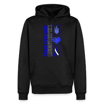 Peace Love Cure Leukodystrophies T Shirt - Sweat à capuche Premium bio Homme - noir - Devant - Nico (187cm)