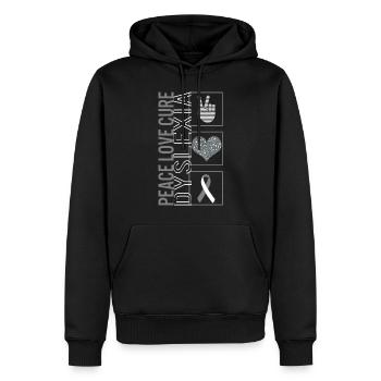 Peace Love Care Dyslexia T Shirt - Men’s Premium Organic Hoodie - black - Front - Nico (187cm)