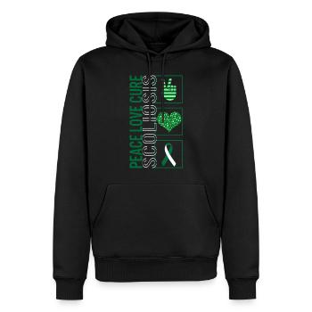 Peace Love Cure Scoliose T Shirt - Sweat à capuche Premium bio Homme - noir - Devant - Nico (187cm)