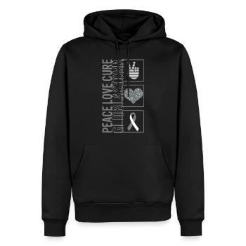 Peace Love Cure Glioblastome T Shirt - Sweat à capuche Premium bio Homme - noir - Devant - Nico (187cm)