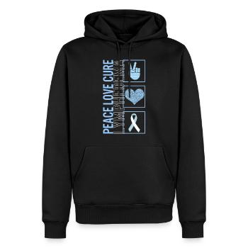 Peace Love Cure Lymphedème T Shirt - Sweat à capuche Premium bio Homme - noir - Devant - Nico (187cm)