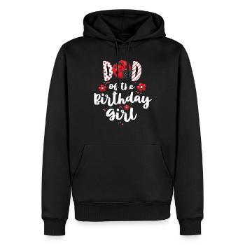 Papa de la fille d’anniversaire correspondant à la coccinelle de la famille - Sweat à capuche Premium bio Homme - noir - Devant - Nico (187cm)