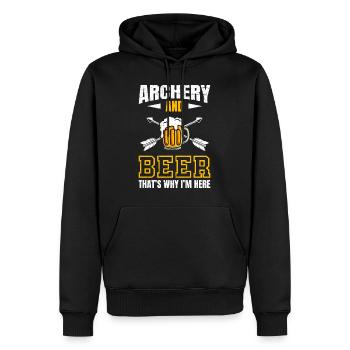 Bogenschießen und Bier daruim bin ich hier - Männer Premium Bio Hoodie - Schwarz - Vorne - Nico (187cm)
