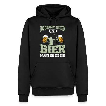 Bogenschießen und Bier Männer - Männer Premium Bio Hoodie - Schwarz - Vorne - Nico (187cm)