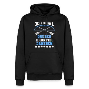 3D Regel Drüber Drunter Daneben Bogenschütze - Männer Premium Bio Hoodie - Schwarz - Vorne - Nico (187cm)