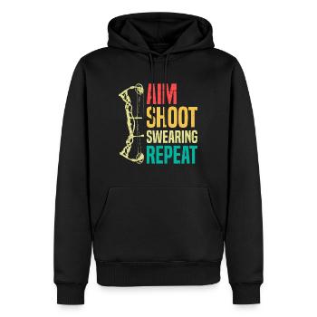Aim Solve Swearing Again Archery - Men’s Premium Organic Hoodie - black - Front - Nico (187cm)