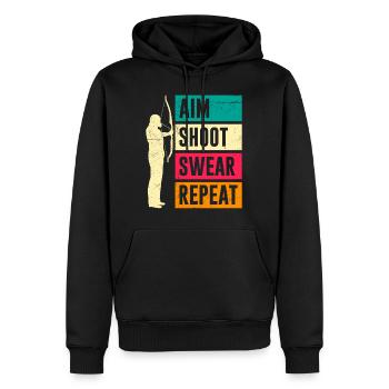 Aim Solve Swearing Again Archery - Men’s Premium Organic Hoodie - black - Front - Nico (187cm)