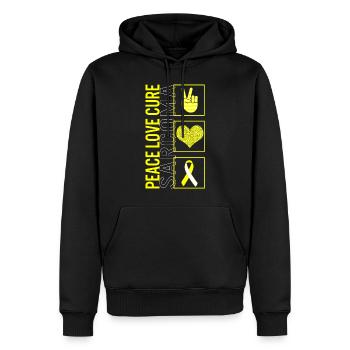 Peace Love Cure Sarcoma T Shirt - Men’s Premium Organic Hoodie - black - Front - Nico (187cm)