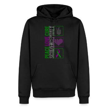 Peace Love Cure Schizencephaly T Shirt - Sweat à capuche Premium bio Homme - noir - Devant - Nico (187cm)